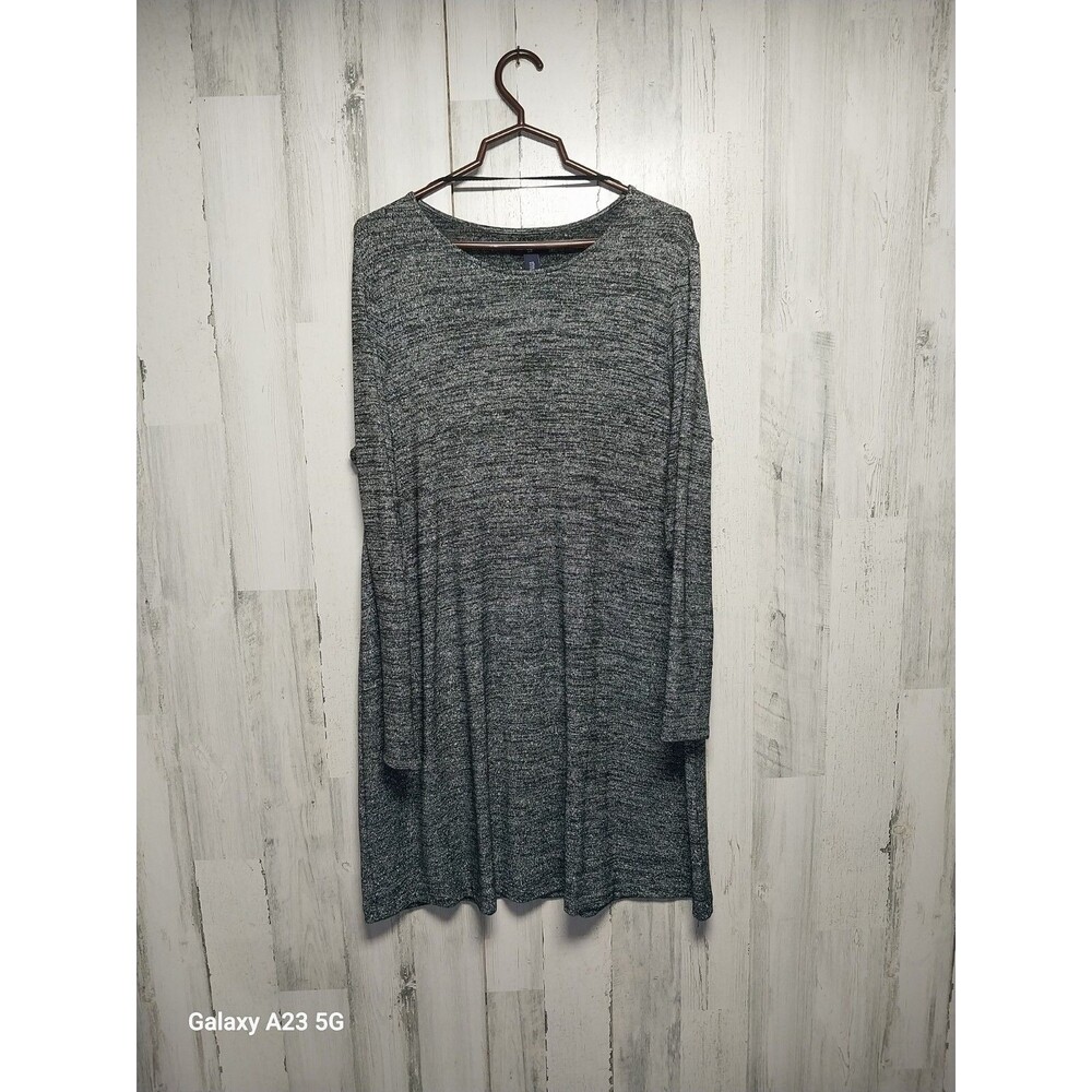 GAP Metallic Shift Dress WOMEN'S XL Long sleeve Heathered Gray Silver Shimmer
